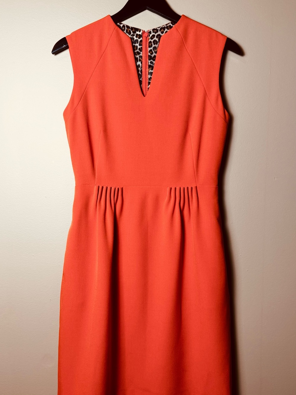 Tahari Arthur S. Levine Orange Fit & Flare Dress Leopard Lined Size 4